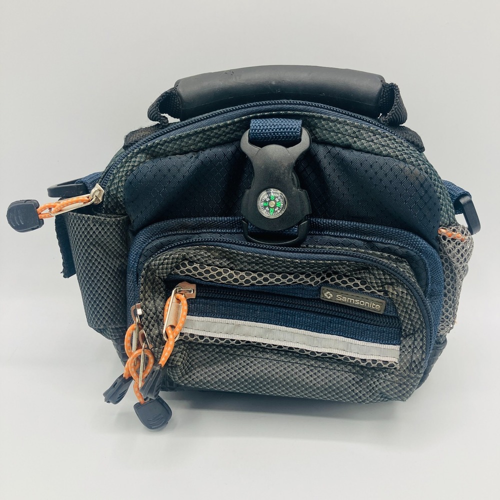 Samsonite (SB609BLU) Blue Multi-Pocket Digital Camera Bag w/ Compass No‎ Strap